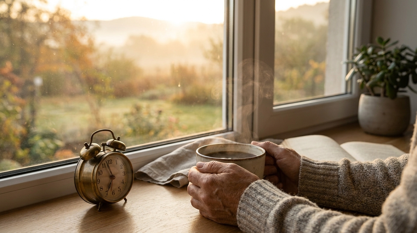 Café et petit réveil au lever du soleil